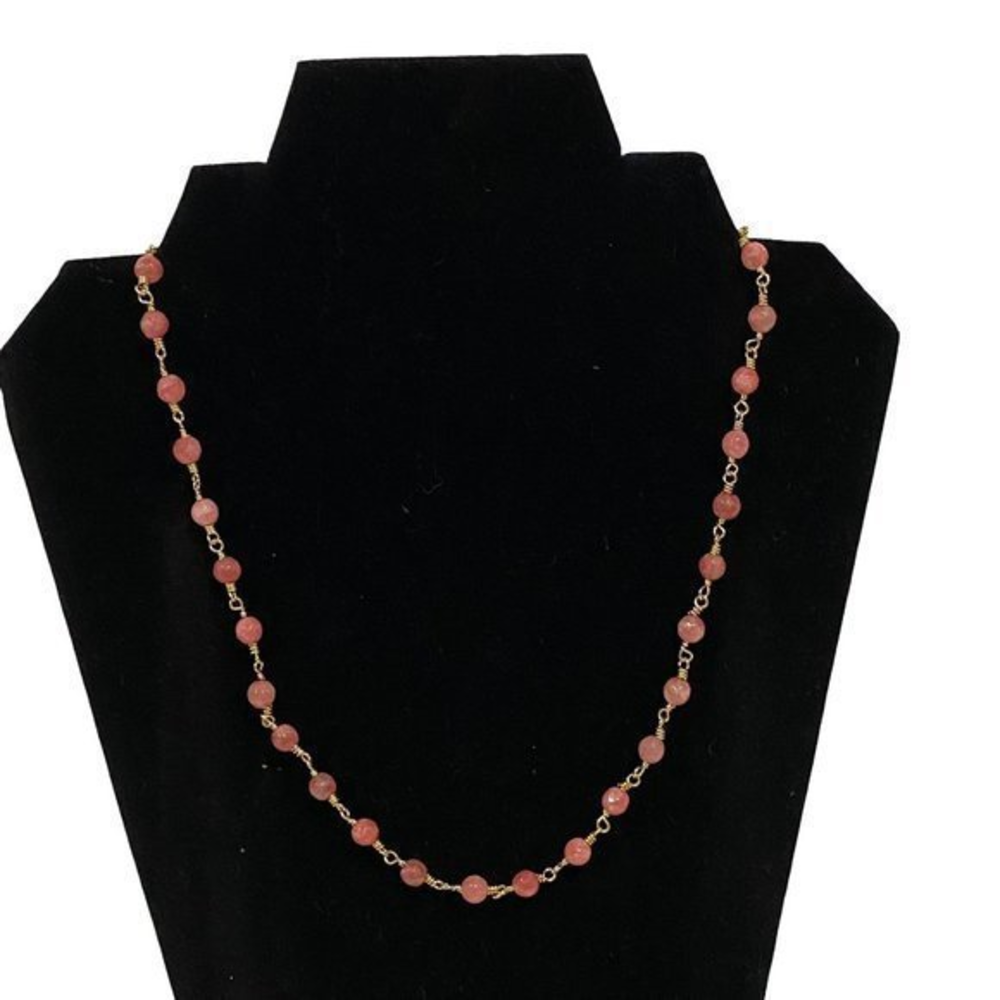 Mary Kathryn Pink‎ Bead Gold Tone Necklace